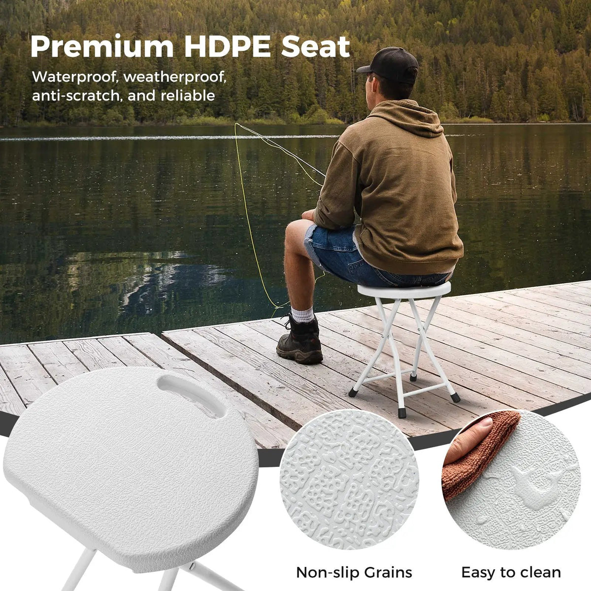 Folding Stool with Built-in Handle for Adults by DirectDeals