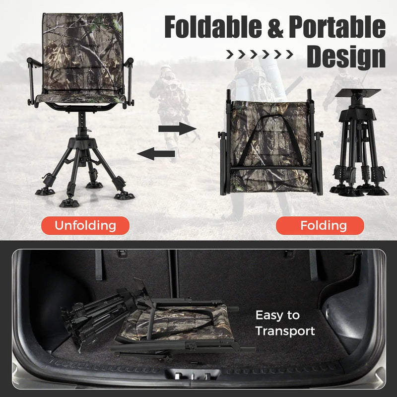 Folding Swivel Patio Chair with 4 Adjustable Leg by DirectDeals