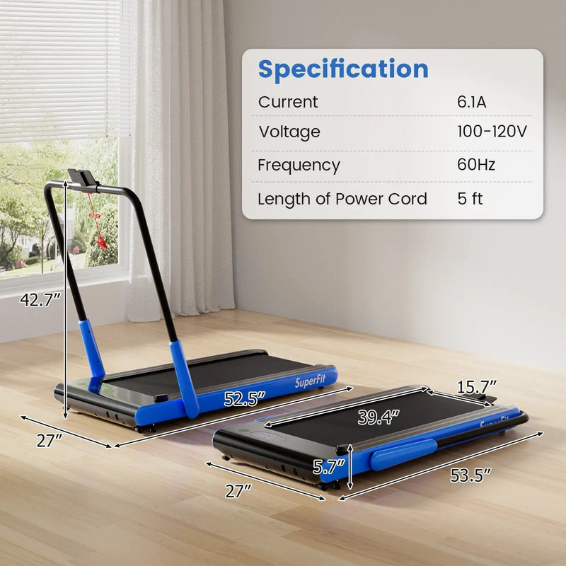 3-in-1 3HP Folding Treadmill with Smart Apps Remote Control and Speakers by DirectDeals