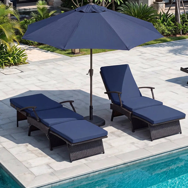 Folding Wicker Chaise Lounge with Adjustable Backrest & Ottoman, photo 2 of 24