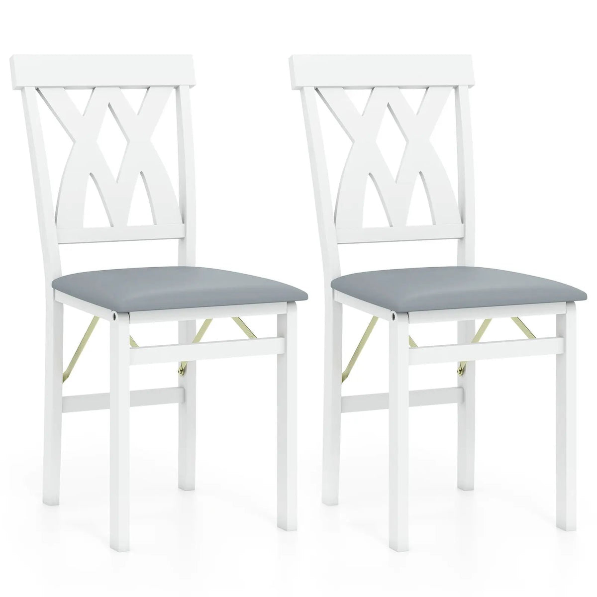 Folding Wooden Dining Chair Set of 2 Faux Leather Upholstered Kitchen Armless Chairs by DirectDeals