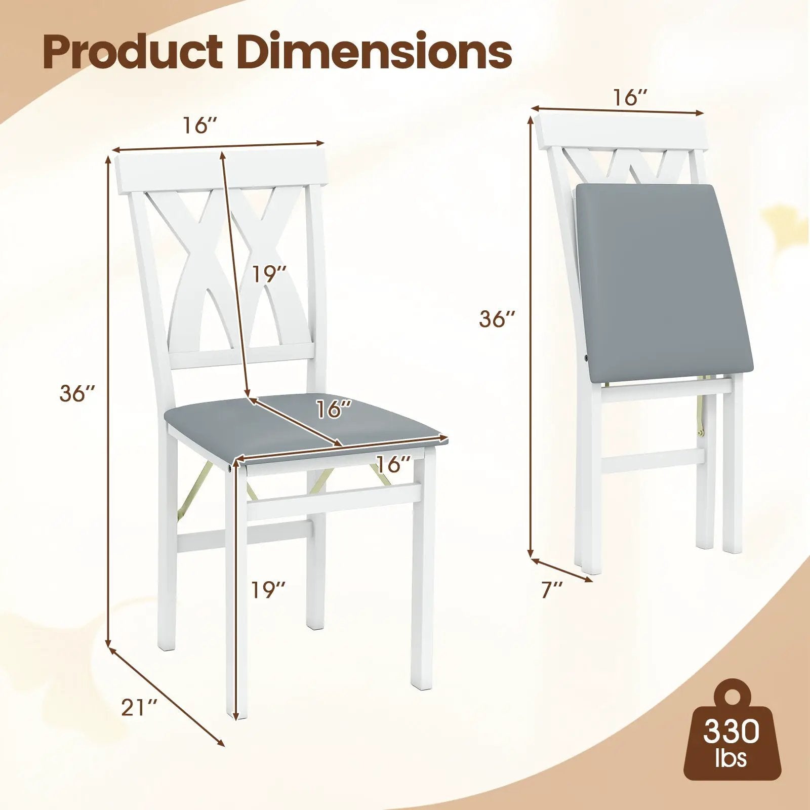 Folding Wooden Dining Chair Set of 2 Faux Leather Upholstered Kitchen Armless Chairs by DirectDeals
