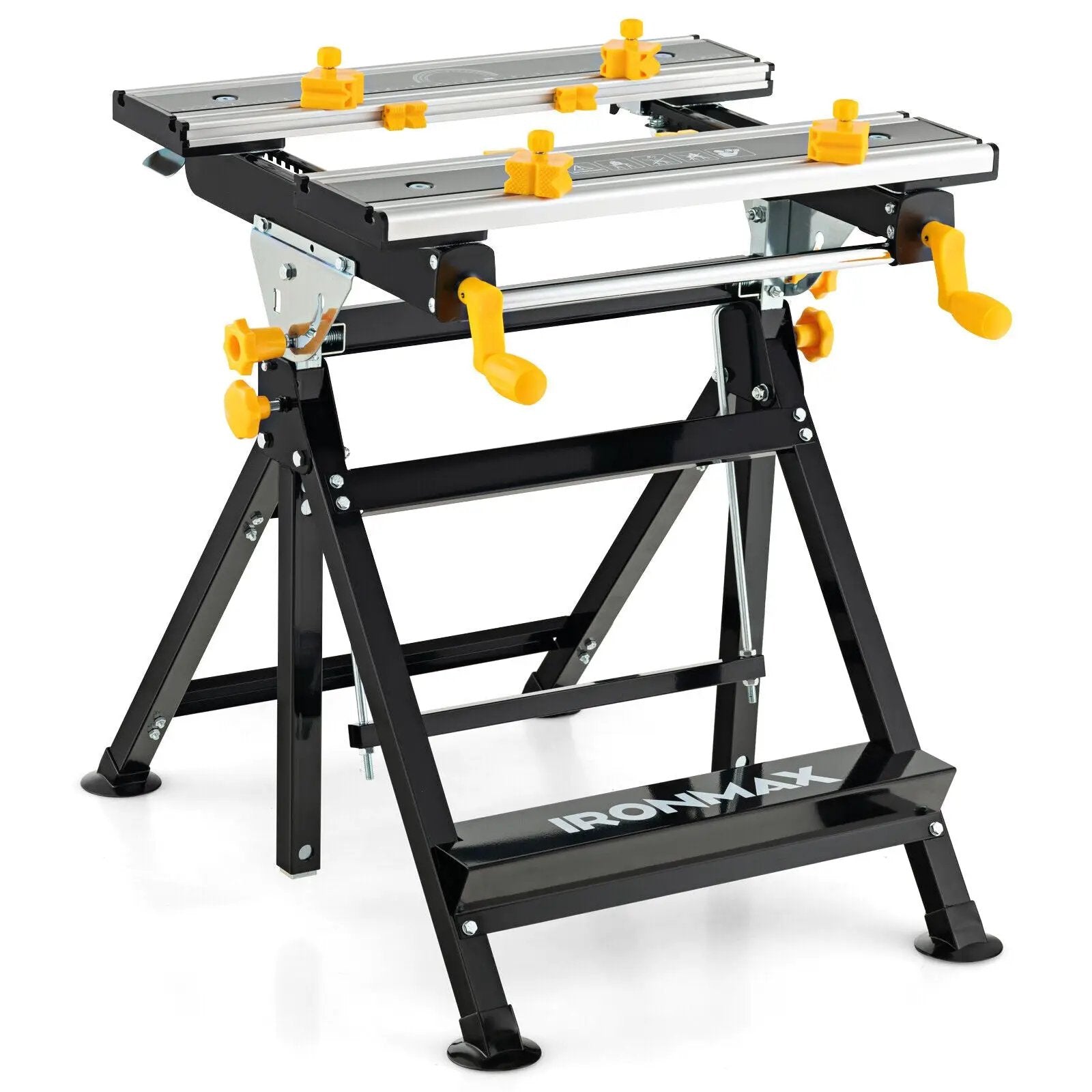 Folding Work Table with Tiltable Platform and 7-level Adjustable Height-Black by DirectDeals