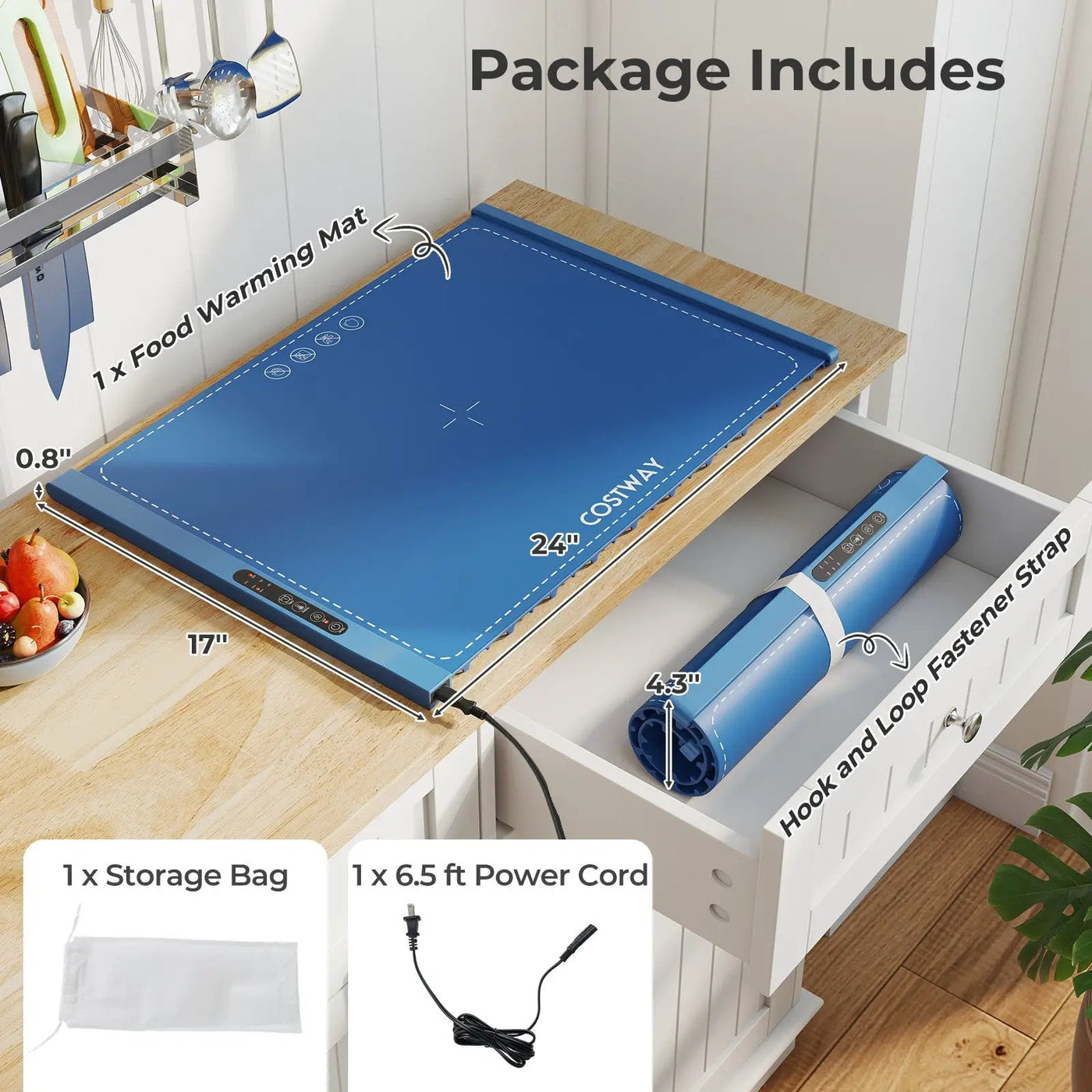 Food Warming Mat Rollable and Portable Electric Warming Tray with Fasting Heating by DirectDeals