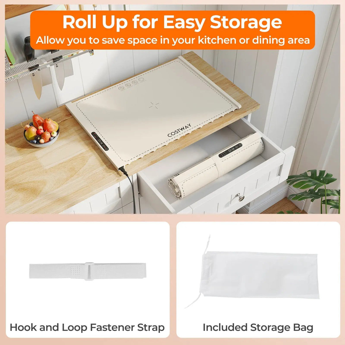 Food Warming Mat Rollable and Portable Electric Warming Tray with Fasting Heating by DirectDeals