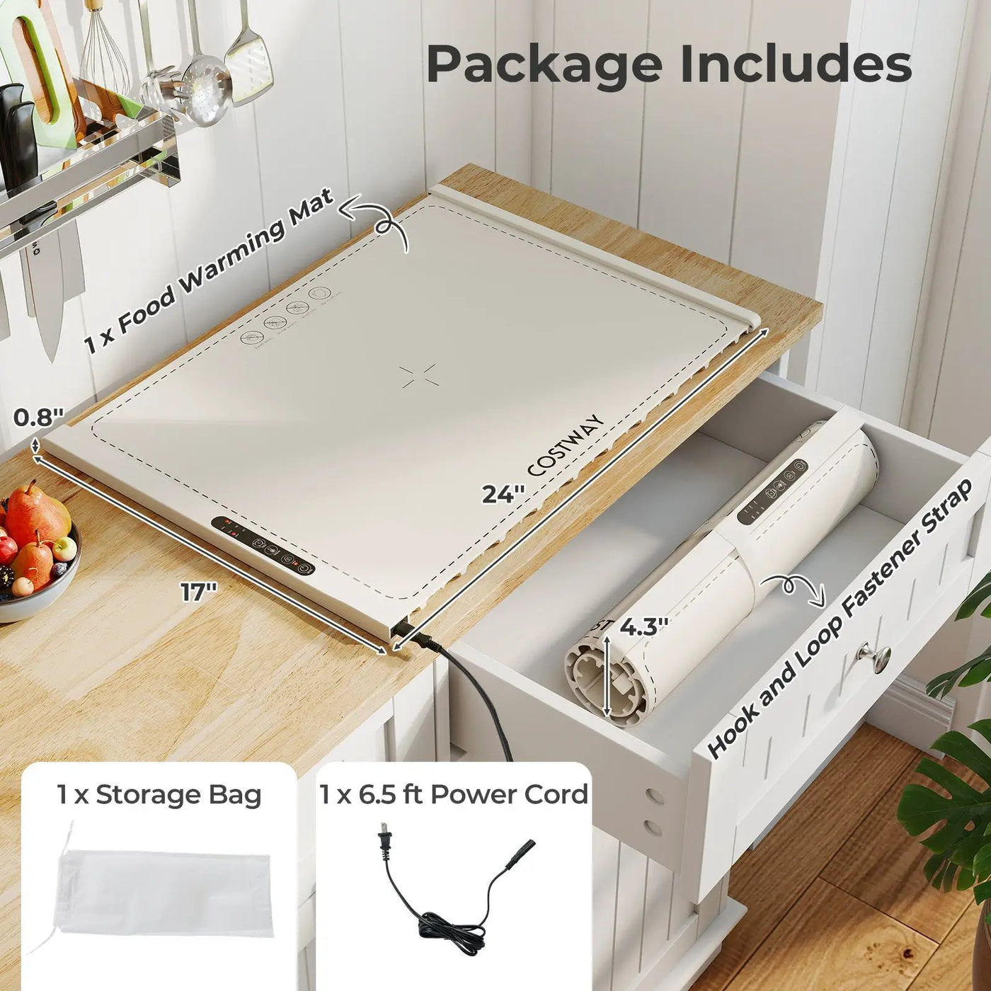 Food Warming Mat Rollable and Portable Electric Warming Tray with Fasting Heating by DirectDeals