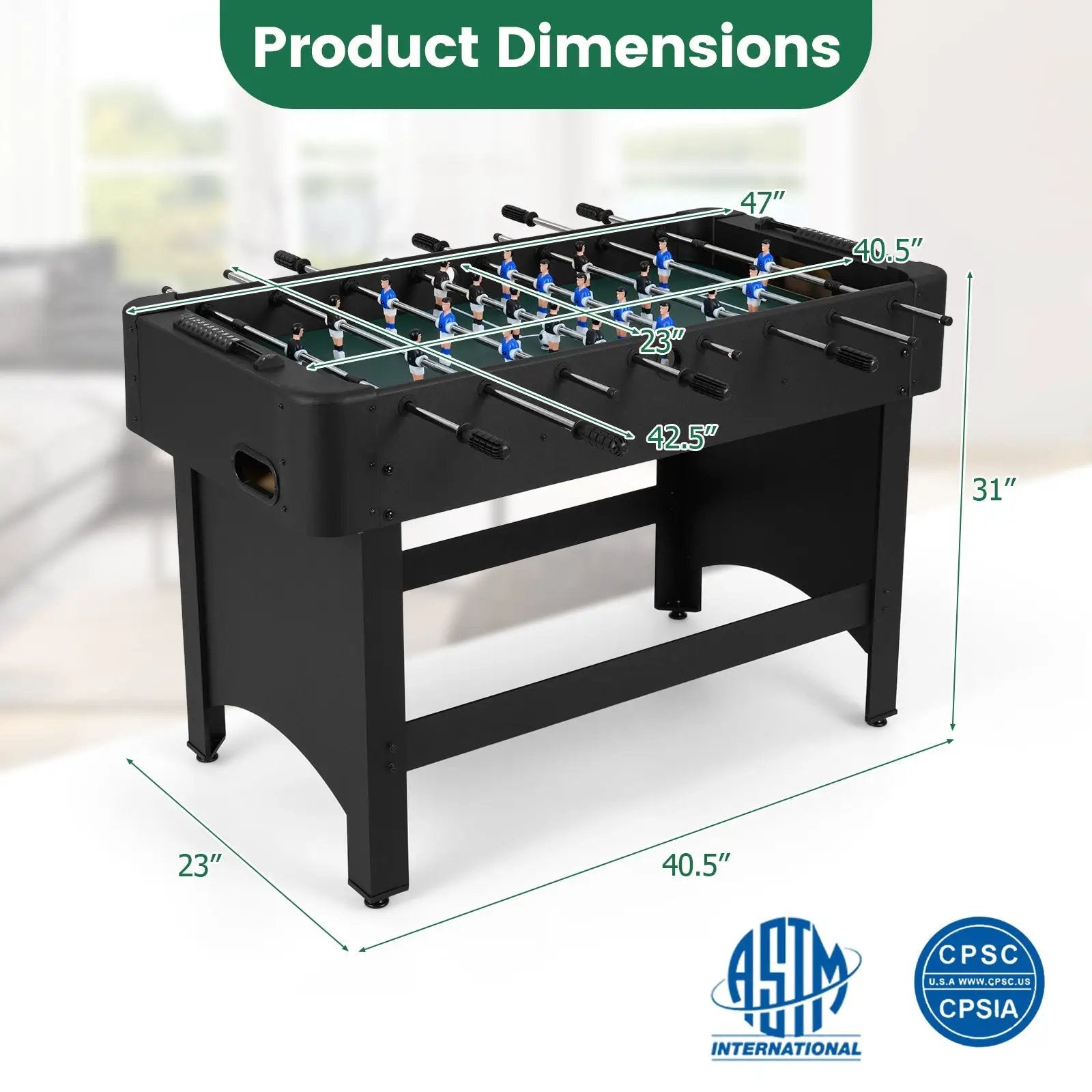 Foosball Table Competition Full Size Soccer Game Table with 22 Players by DirectDeals