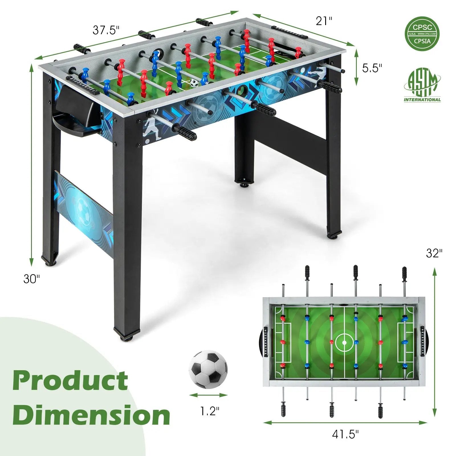 Stable Soccer Table Game with 2 Footballs for All Ages by DirectDeals