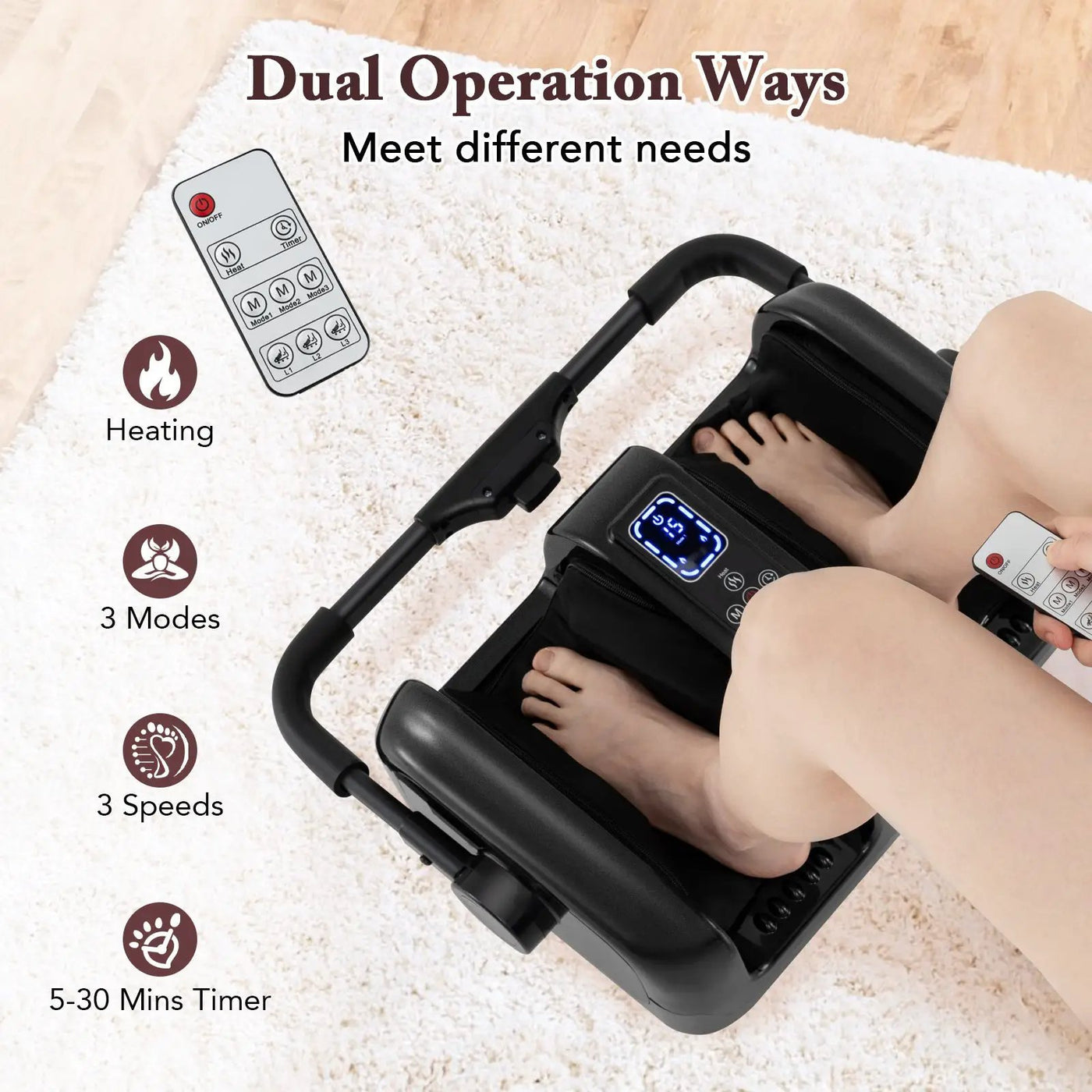 Foot and Calf Massager with Heat Shiatsu Deep Kneading Rolling Smart Electric Leg Massager by DirectDeals