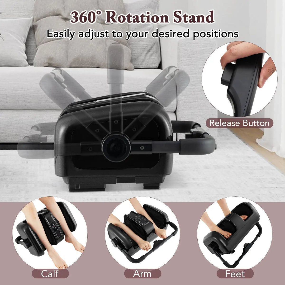 Foot and Calf Massager with Heat Shiatsu Deep Kneading Rolling Smart Electric Leg Massager by DirectDeals