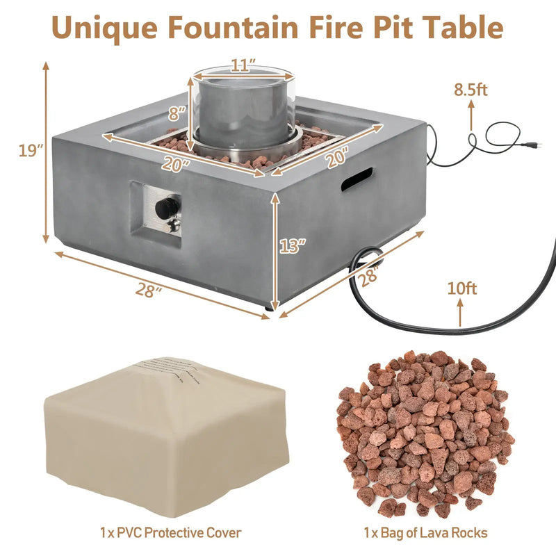 28 Inch 50000 BTU Patio Square Propane Fire Pit with PVC Cover-Gray by DirectDeals