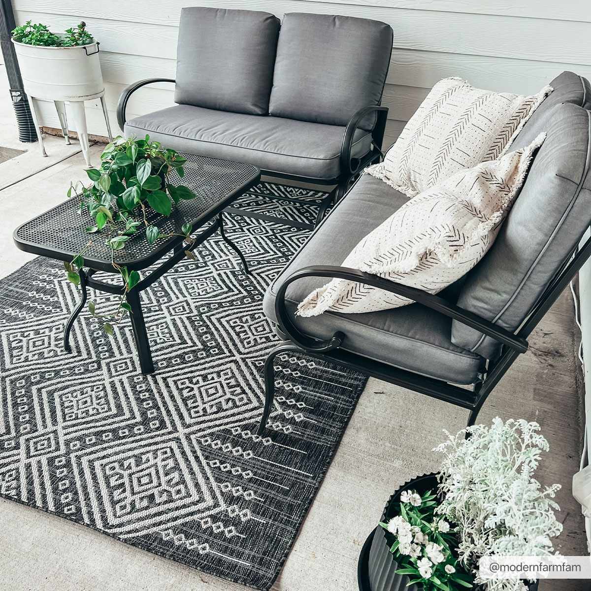 Frankville Black&White All Over Performance Outdoor Rug by Boutique Rugs