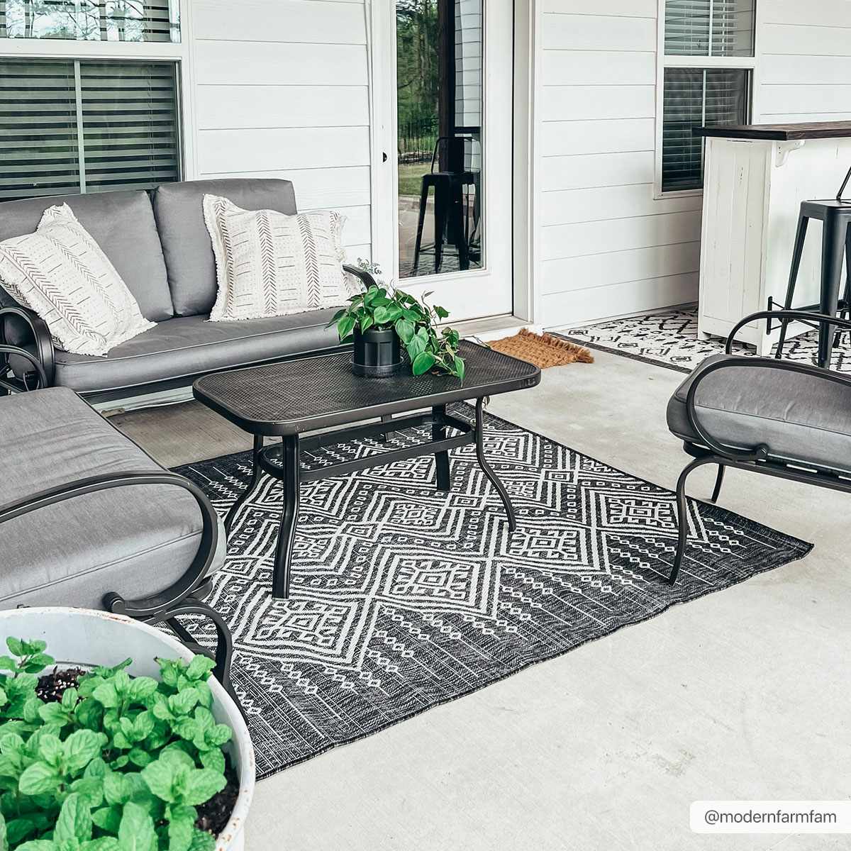 Frankville Black&White All Over Performance Outdoor Rug by Boutique Rugs