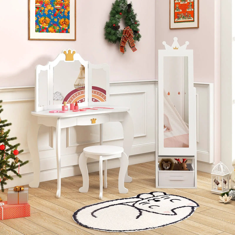 Free-Standing Full Length Kids Jewelry Armoire Cabinet with Storage Capacity by DirectDeals