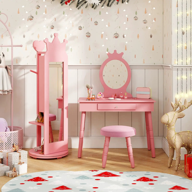 Free-Standing Full Length Mirror Kids Jewelry Armoire Cabinet by DirectDeals