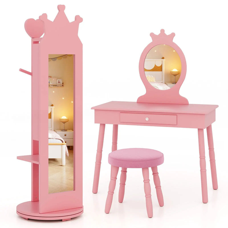 Free-Standing Full Length Mirror Kids Jewelry Armoire Cabinet by DirectDeals