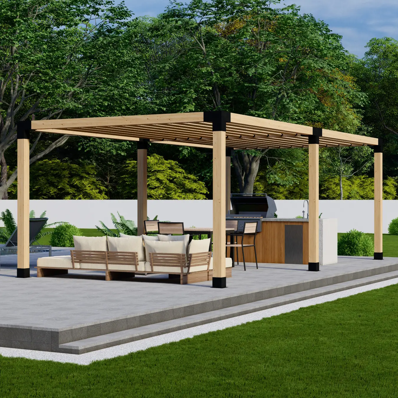 DIY Pergola Bracket Kit for a Freestanding Pergola With Slatted Roof - Any Size Up to 24' x 12' by Zen Pergolas