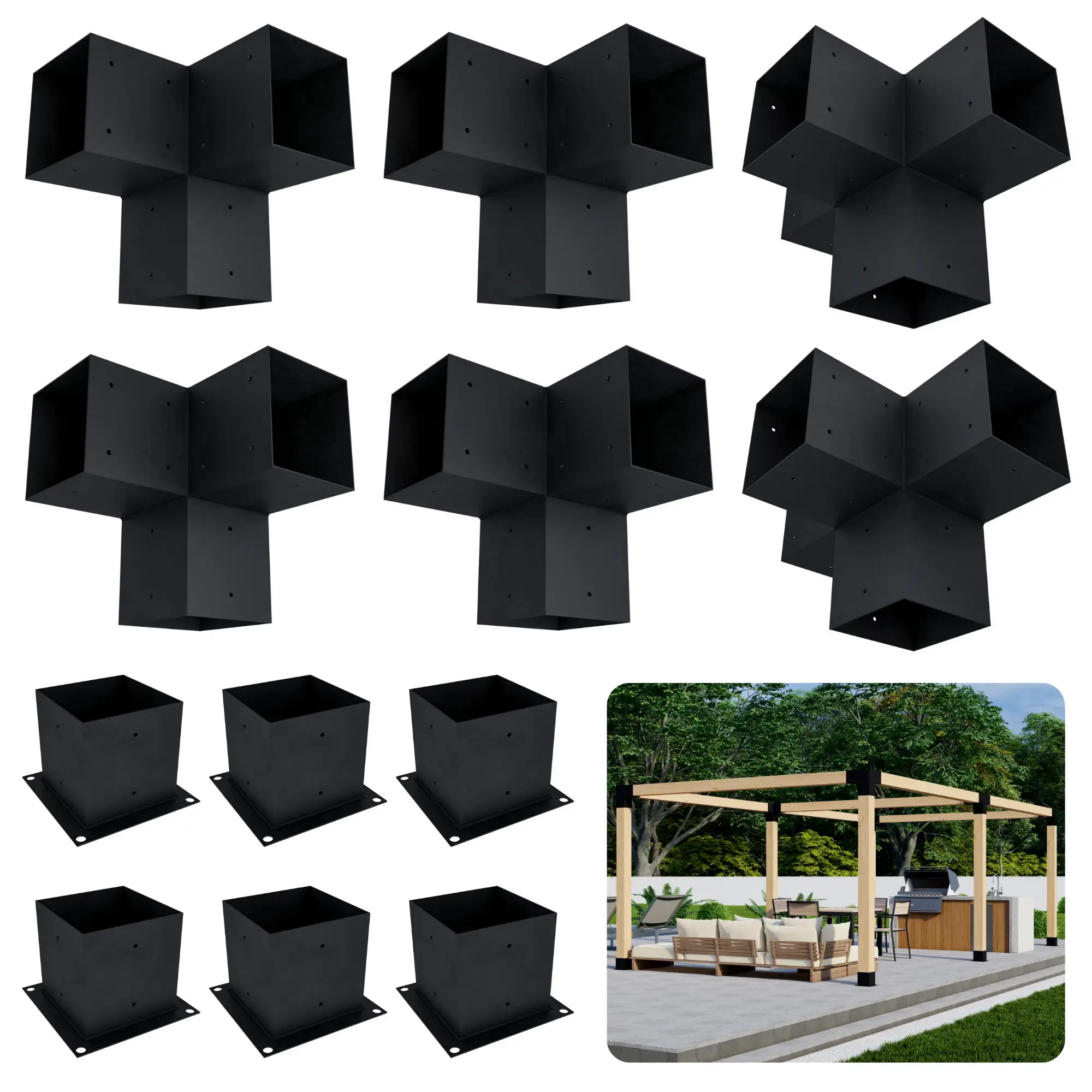 DIY Pergola Bracket Kit for a Freestanding Pergola Frame - Any Size Up to 24' x 12' by Zen Pergolas