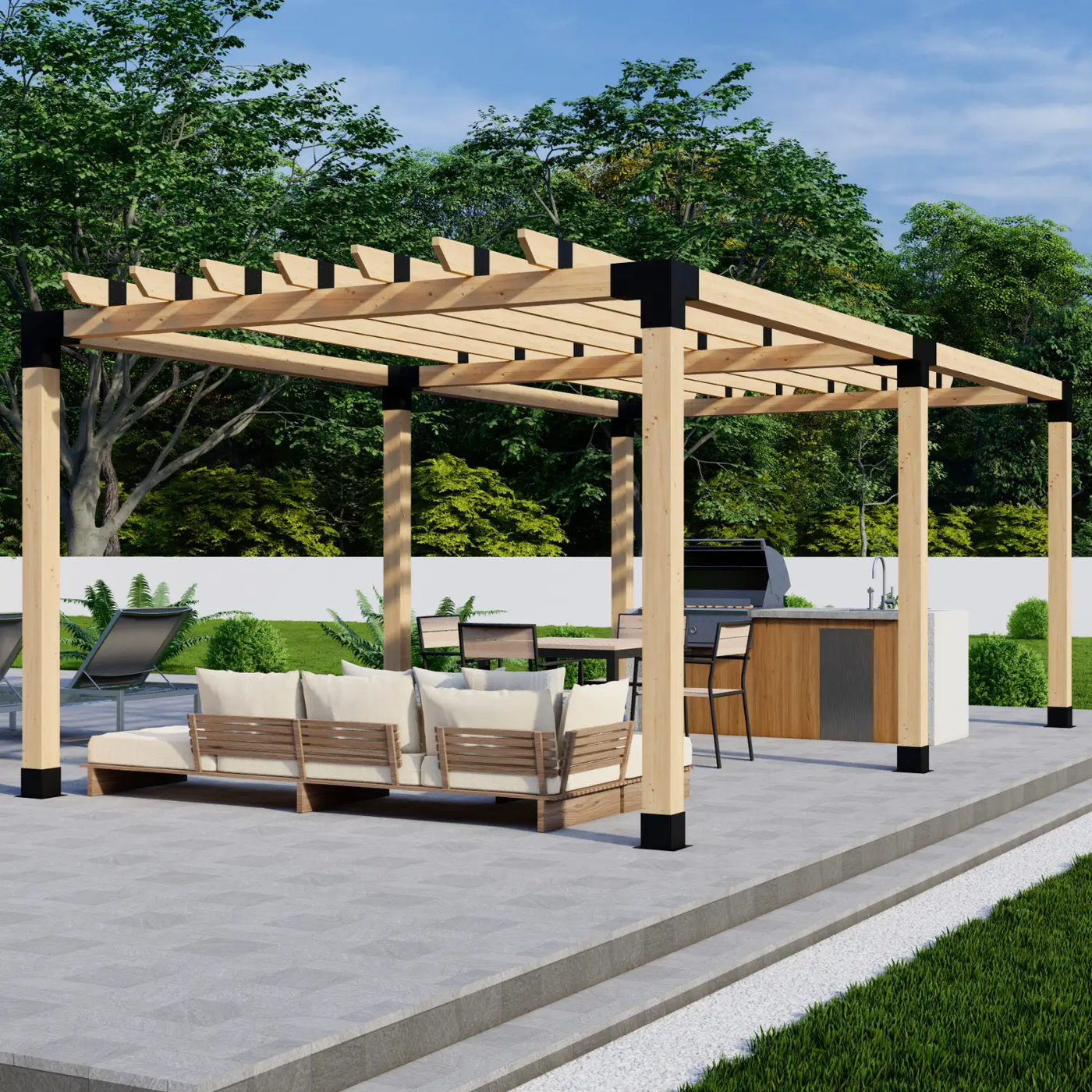 DIY Pergola Bracket Kit for a Freestanding Pergola With Roof Rafters - Any Size Up to 24' x 12' by Zen Pergolas