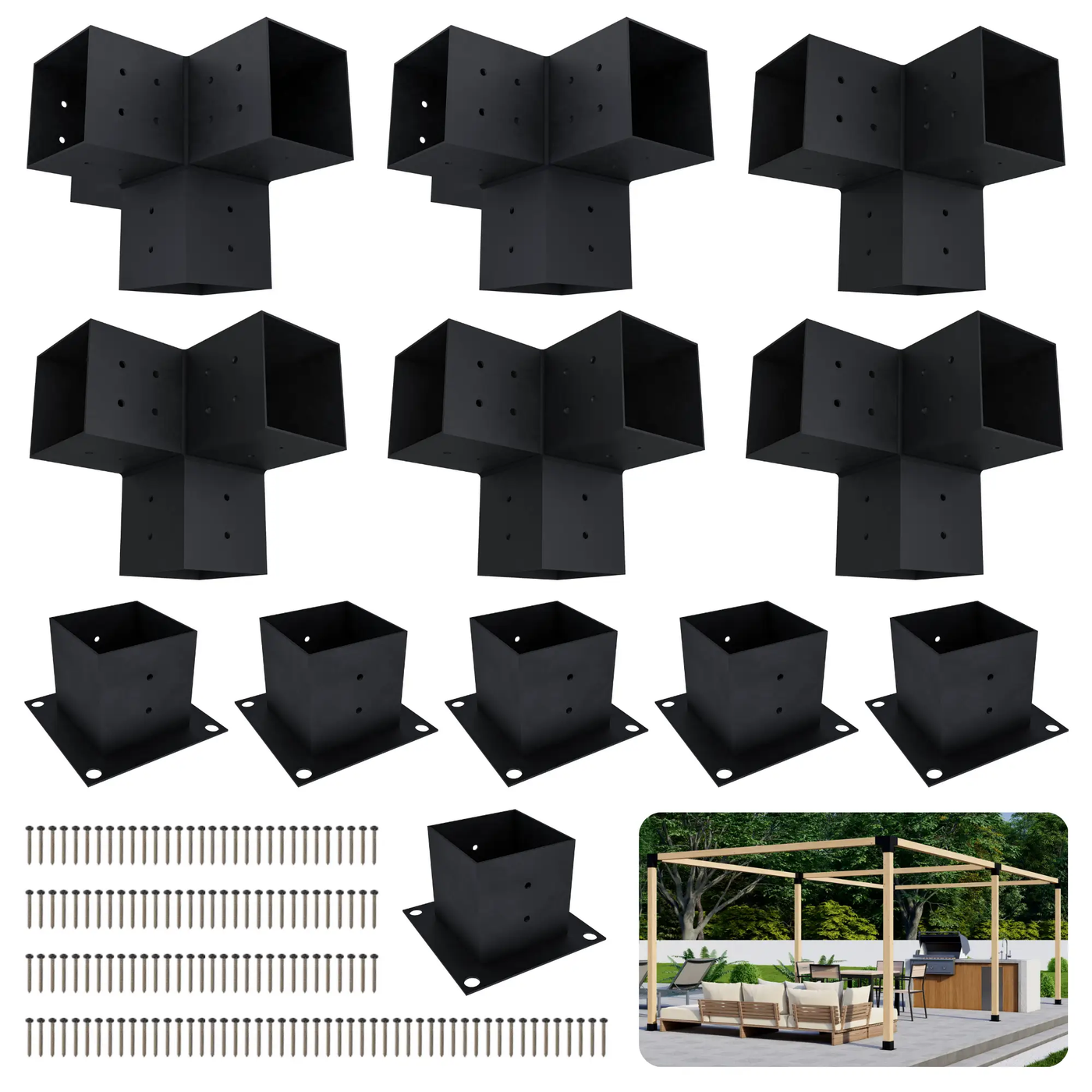 DIY Pergola Bracket Kit for a Freestanding Pergola Frame - Any Size Up to 24' x 12' by Zen Pergolas