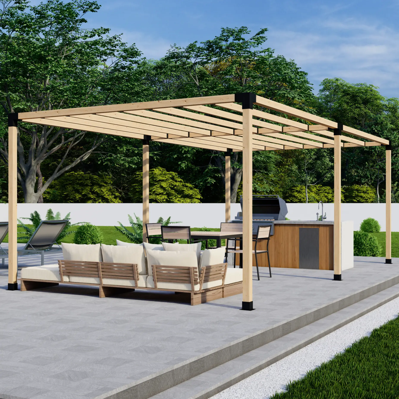 DIY Pergola Bracket Kit for a Freestanding Pergola With Slatted Roof - Any Size Up to 24' x 12' by Zen Pergolas