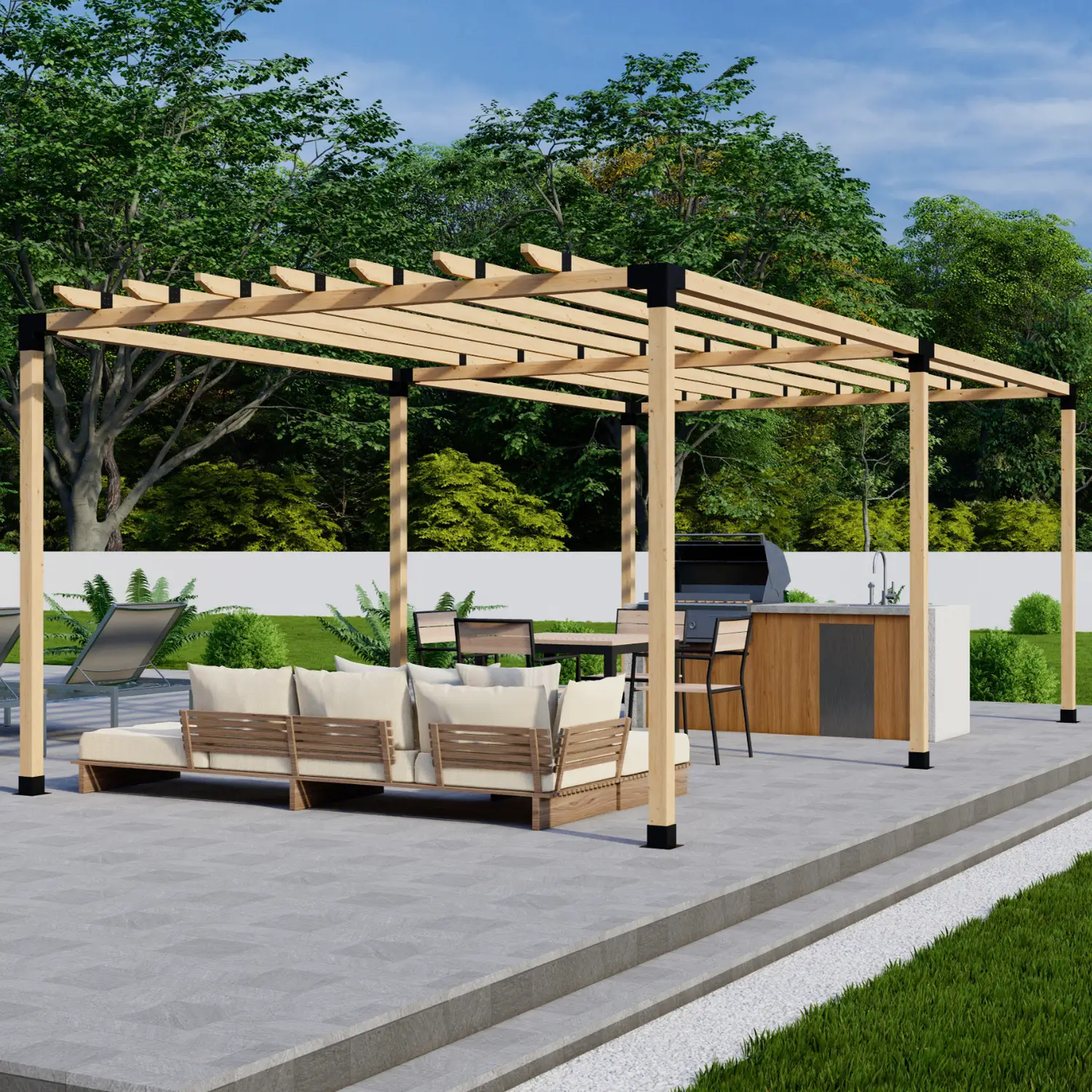 DIY Pergola Bracket Kit for a Freestanding Pergola With Roof Rafters - Any Size Up to 24' x 12' by Zen Pergolas
