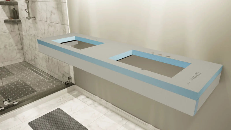 The Original Floating Bathroom Vanity Kit™ with wedi® & Original Vanity Bracket® by The Original Granite Bracket