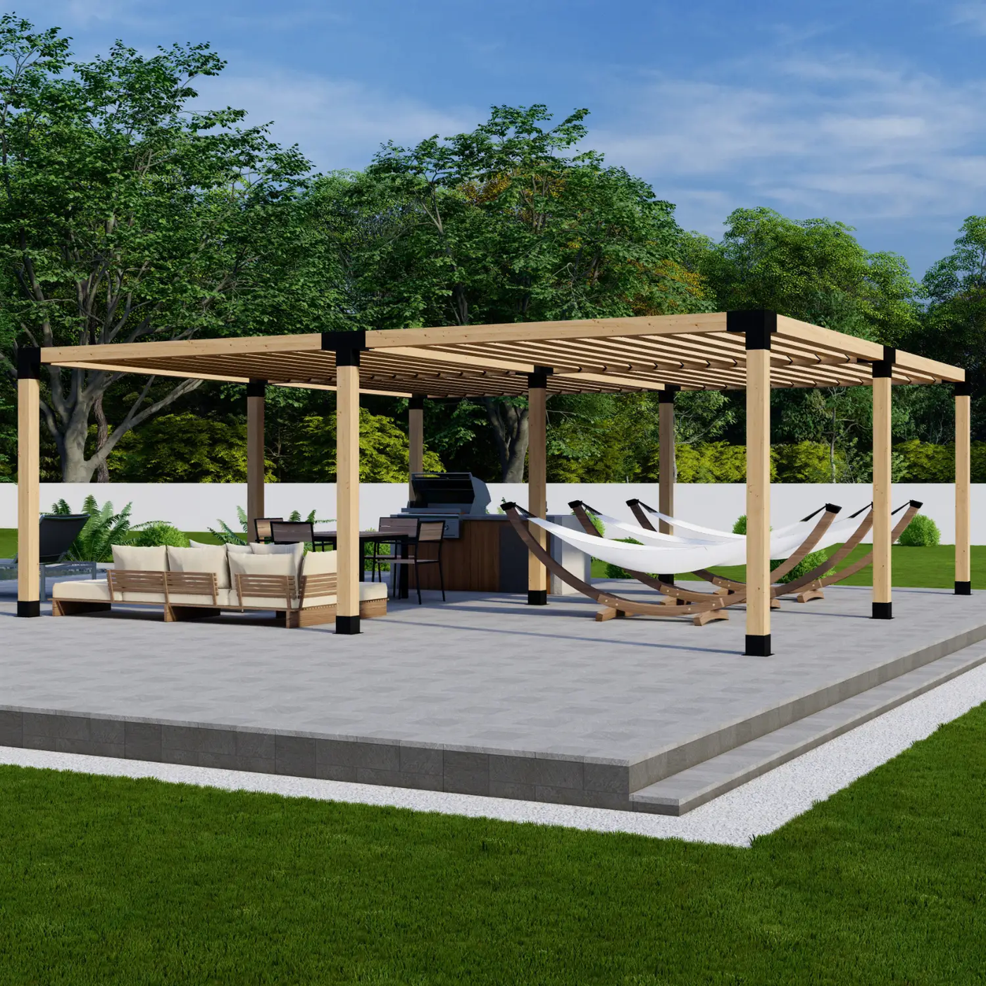 DIY Pergola Bracket Kit for a Freestanding Pergola With Slatted Roof - Any Size Up to 24' x 24' by Zen Pergolas