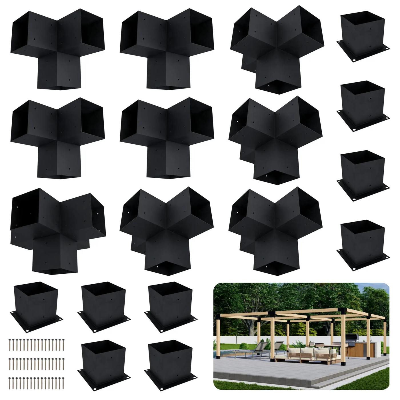 DIY Pergola Bracket Kit for a Freestanding Pergola Frame - Any Size Up to 24' x 24' by Zen Pergolas