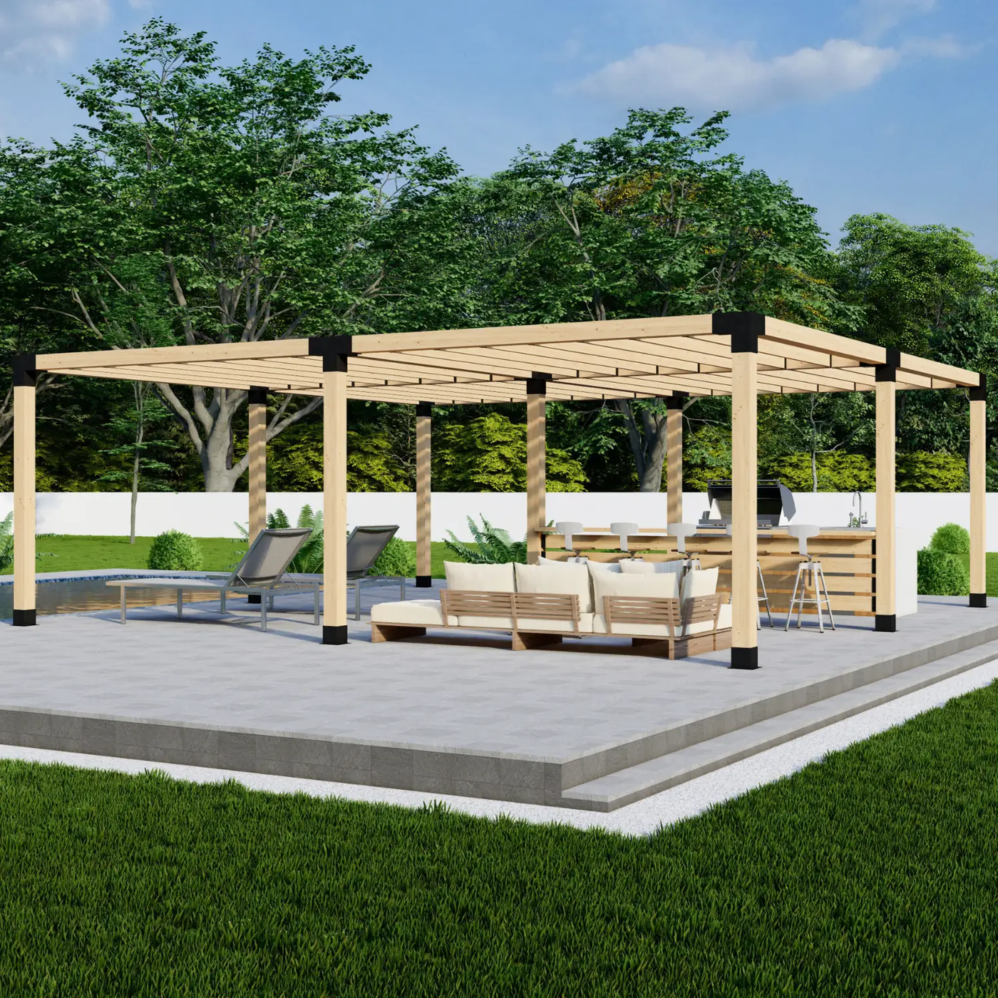 DIY Pergola Bracket Kit for a Freestanding Pergola With Slatted Roof - Any Size Up to 24' x 24' by Zen Pergolas