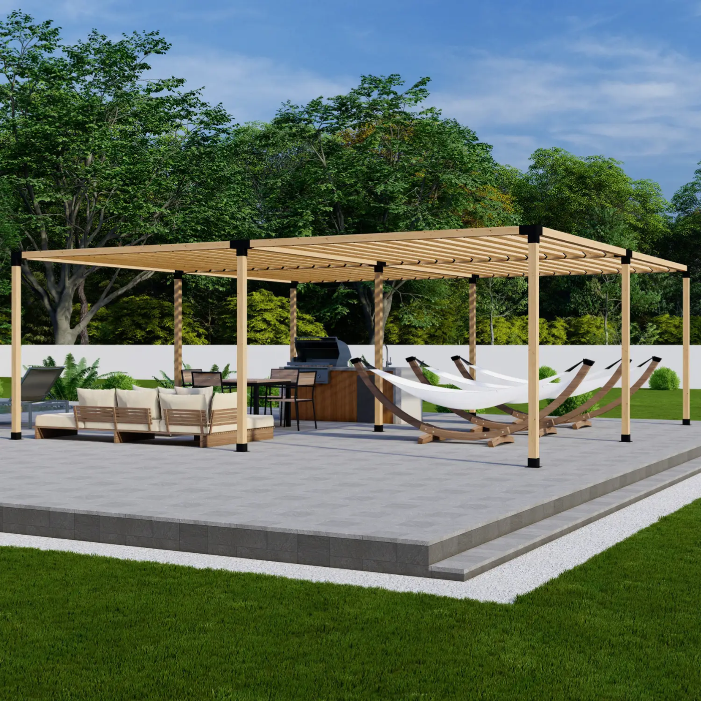 DIY Pergola Bracket Kit for a Freestanding Pergola With Slatted Roof - Any Size Up to 24' x 24' by Zen Pergolas