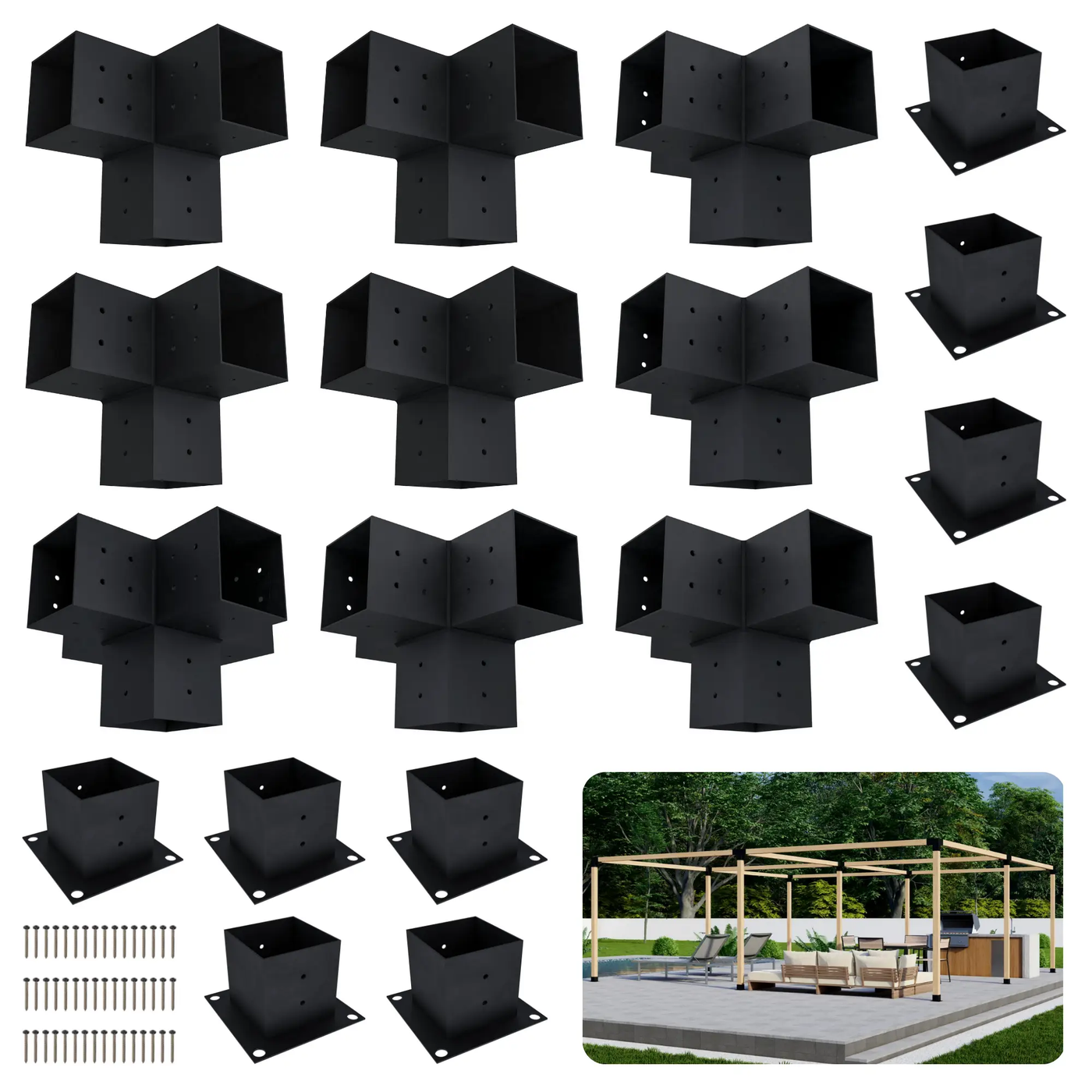 DIY Pergola Bracket Kit for a Freestanding Pergola Frame - Any Size Up to 24' x 24' by Zen Pergolas