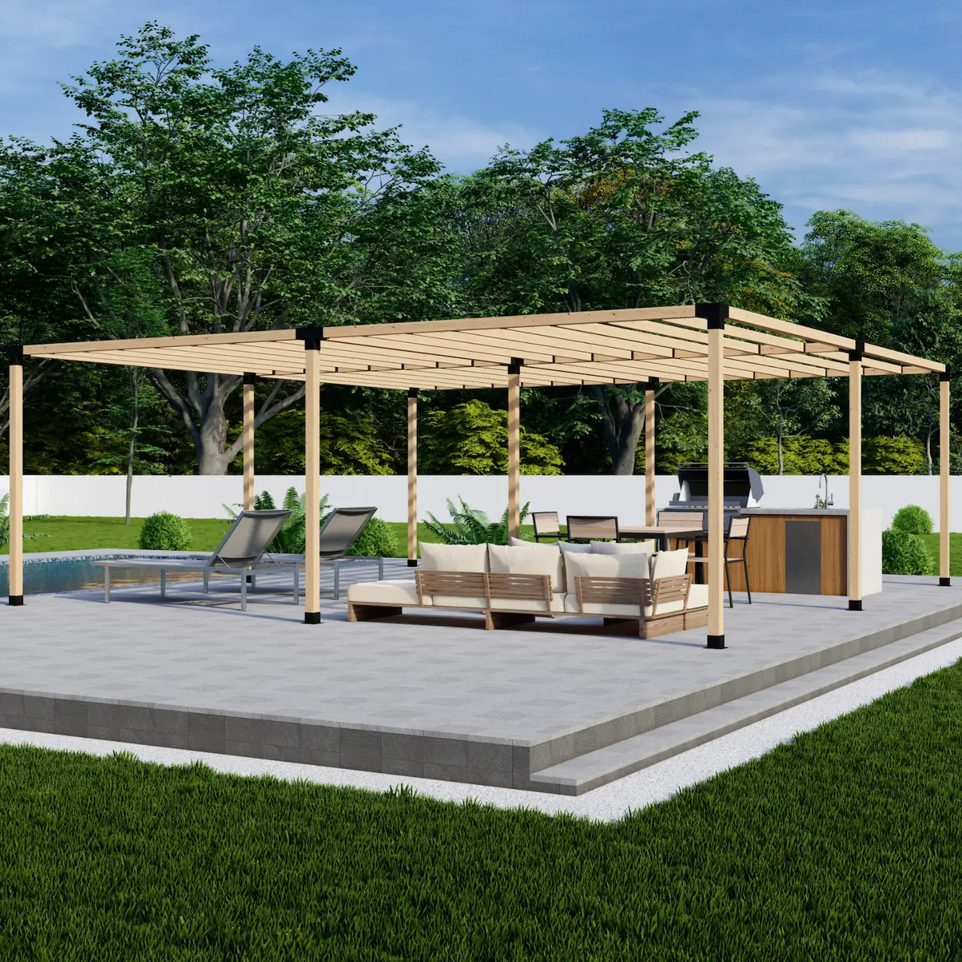 DIY Pergola Bracket Kit for a Freestanding Pergola With Slatted Roof - Any Size Up to 24' x 24' by Zen Pergolas