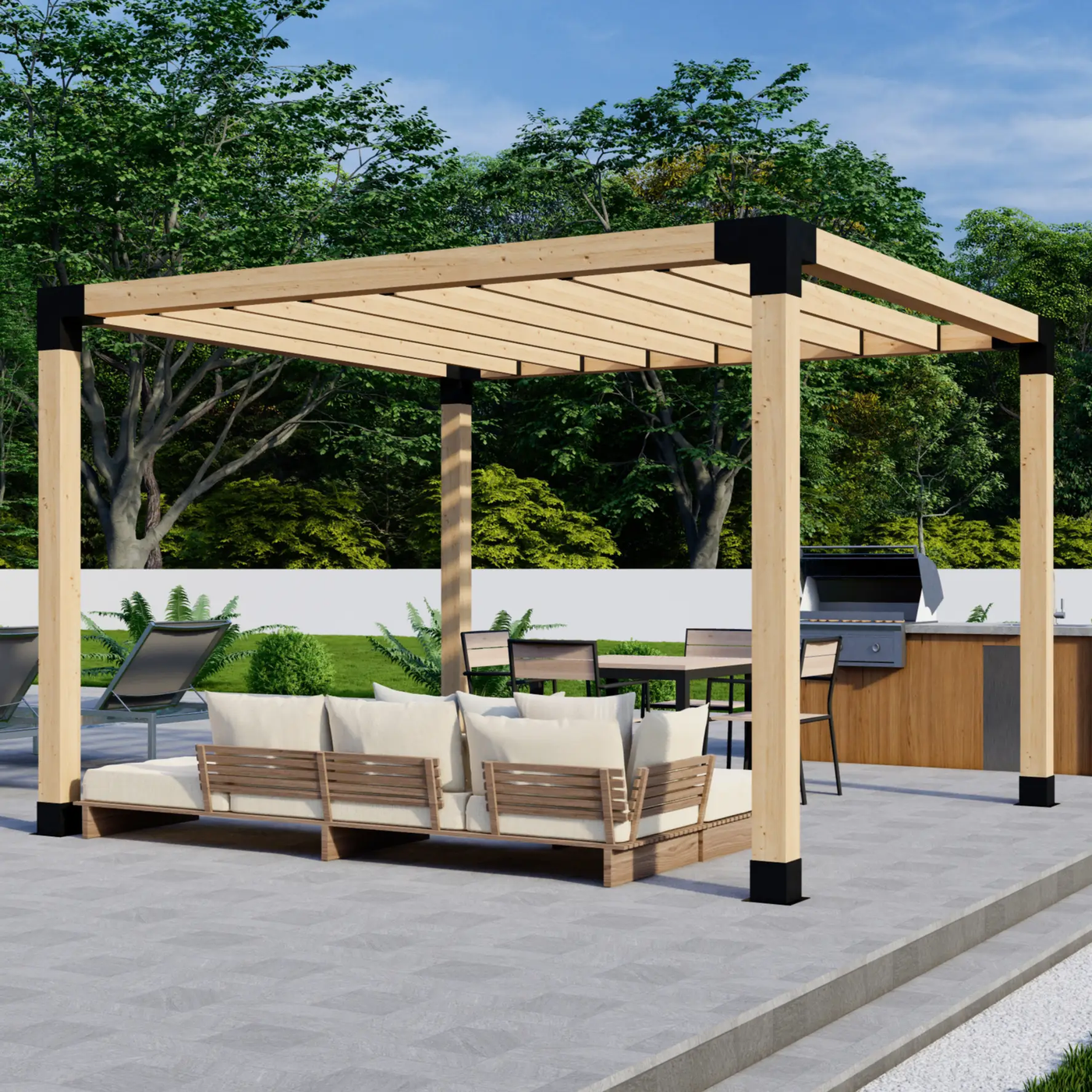 DIY Pergola Bracket Kit for a Freestanding Pergola With Slatted Roof - Any Size Up to 12' x 12' by Zen Pergolas