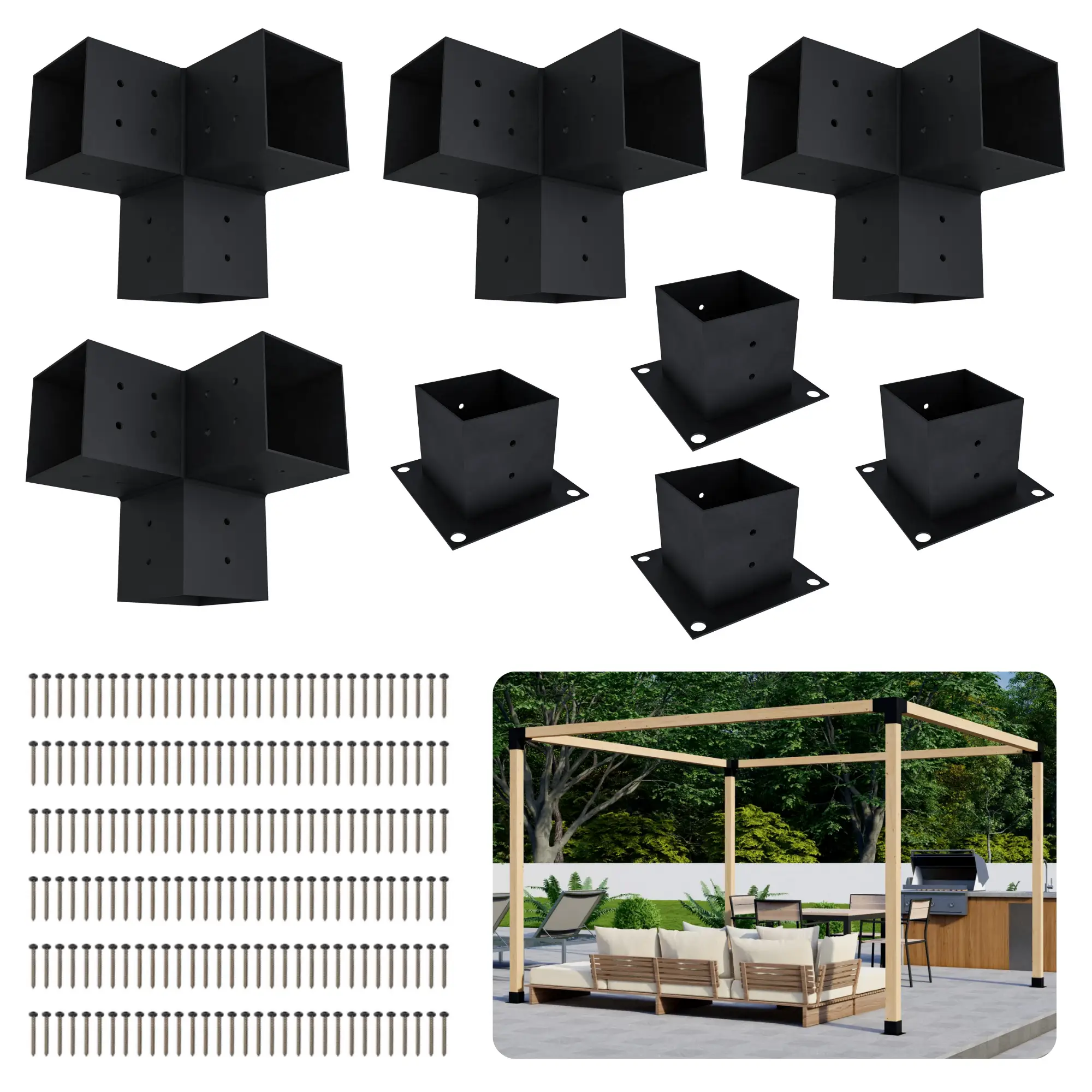 DIY Pergola Bracket Kit for a Freestanding Pergola Frame - Any Size Up to 12' x 12' by Zen Pergolas