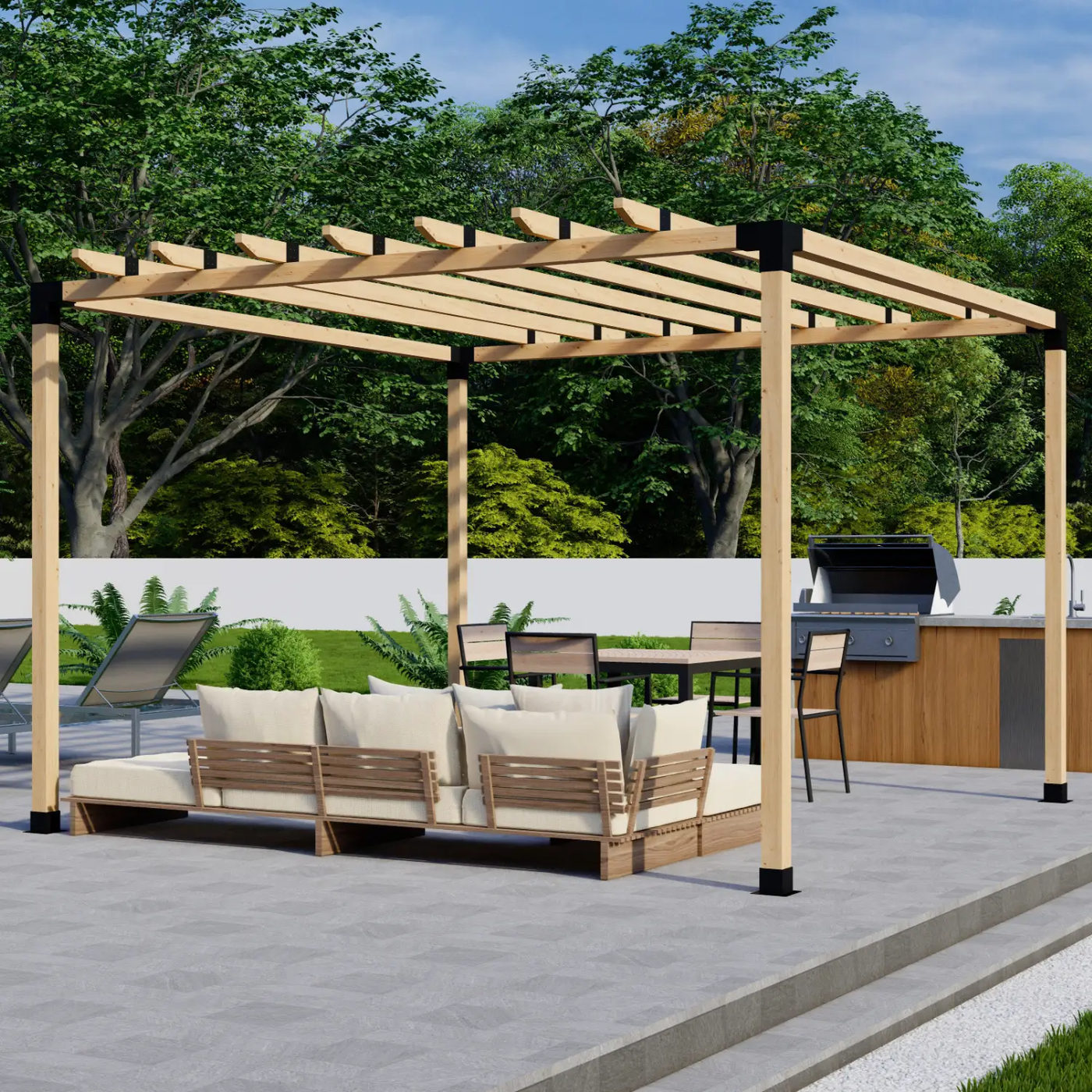 DIY Pergola Bracket Kit for a Freestanding Pergola With Roof Rafters - Any Size Up to 12' x 12' by Zen Pergolas