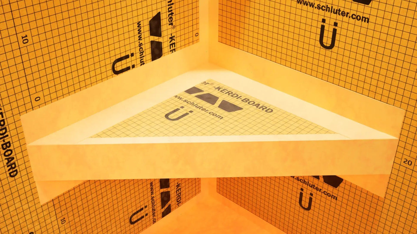 The Original Floating Corner Shower Bench Kit™ with Orange Waterproof Board by The Original Granite Bracket