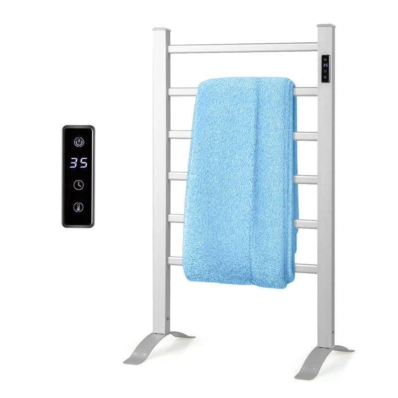 Freestanding and Wall-mounted 6 Bars Towel Warmer with Timer and LED Display by DirectDeals