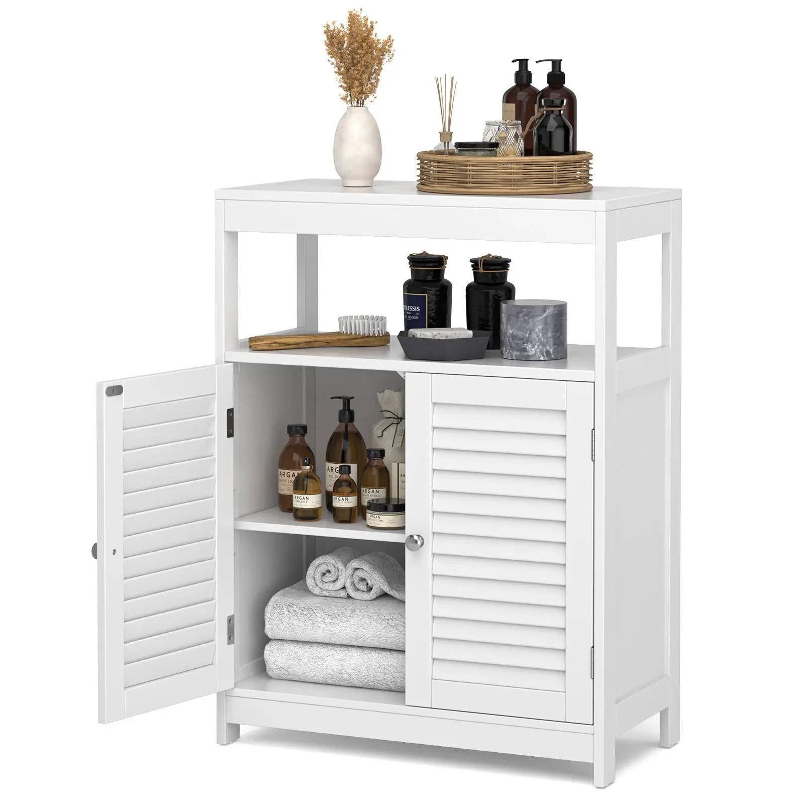 Freestanding Bathroom Floor Cabinet with Double Shutter Doors by DirectDeals