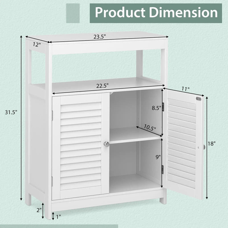 Freestanding Bathroom Floor Cabinet with Double Shutter Doors by DirectDeals