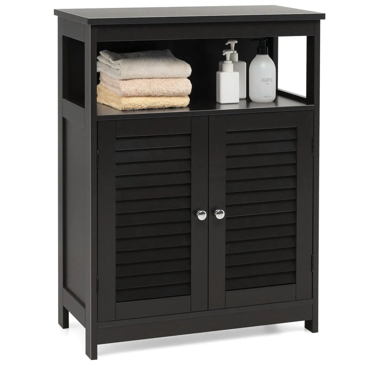 Wood Freestanding Bathroom Storage Cabinet with Double Shutter Door by DirectDeals