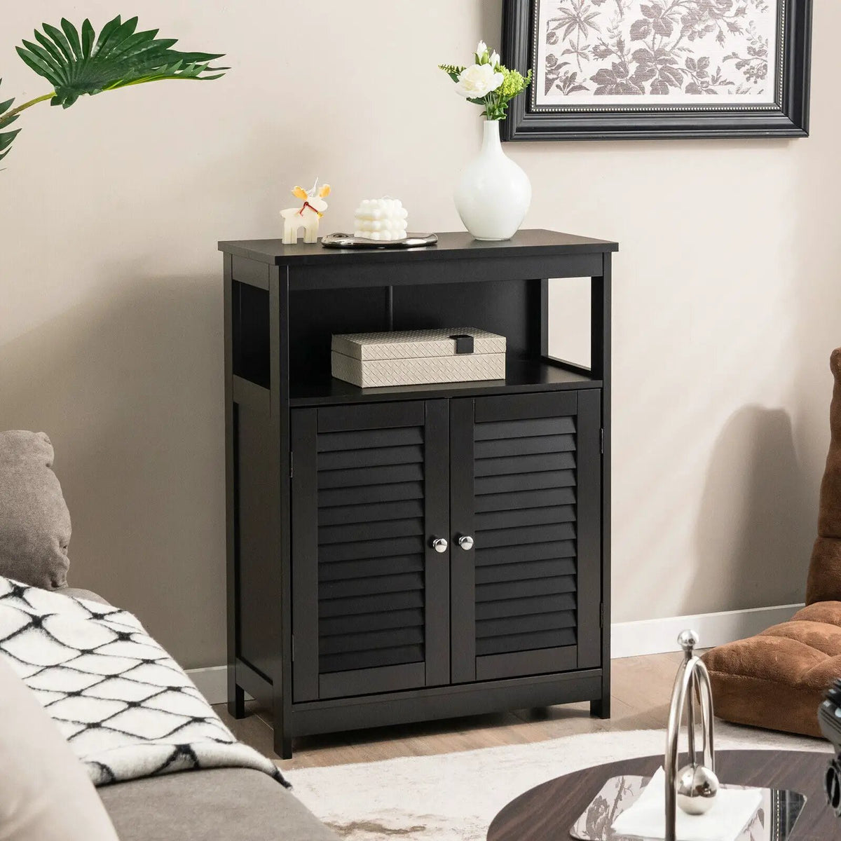 Wood Freestanding Bathroom Storage Cabinet with Double Shutter Door by DirectDeals