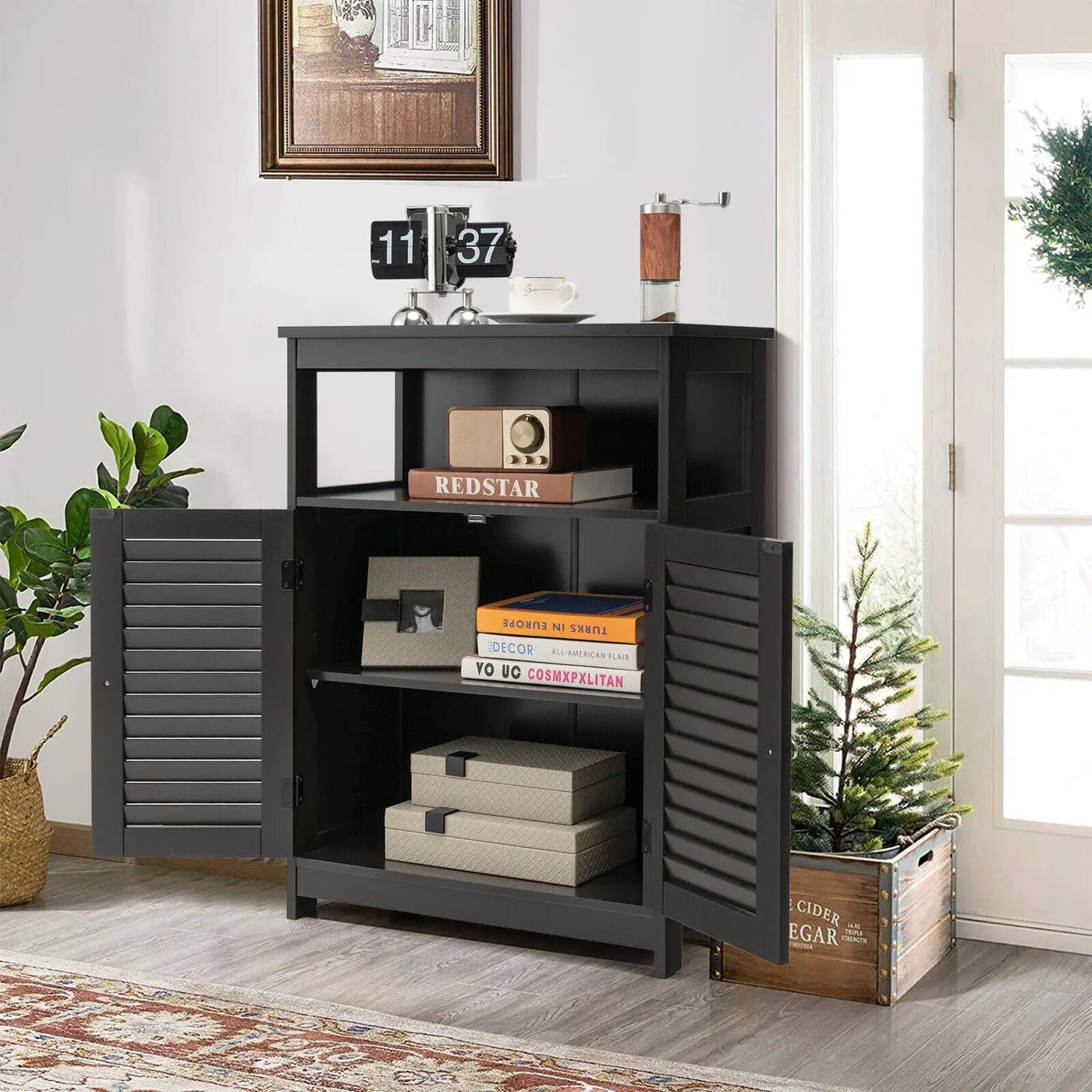 Wood Freestanding Bathroom Storage Cabinet with Double Shutter Door by DirectDeals