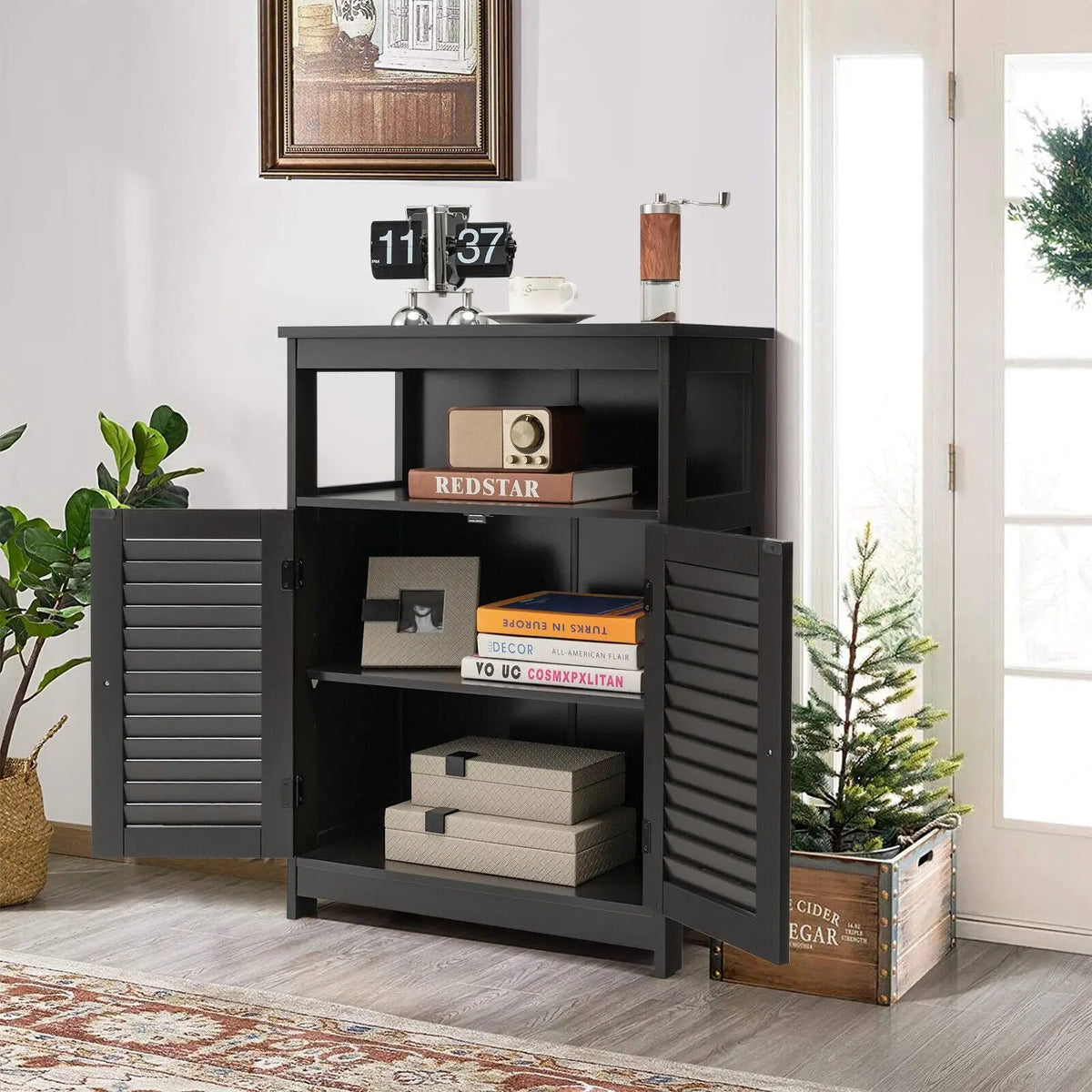 Wood Freestanding Bathroom Storage Cabinet with Double Shutter Door by DirectDeals