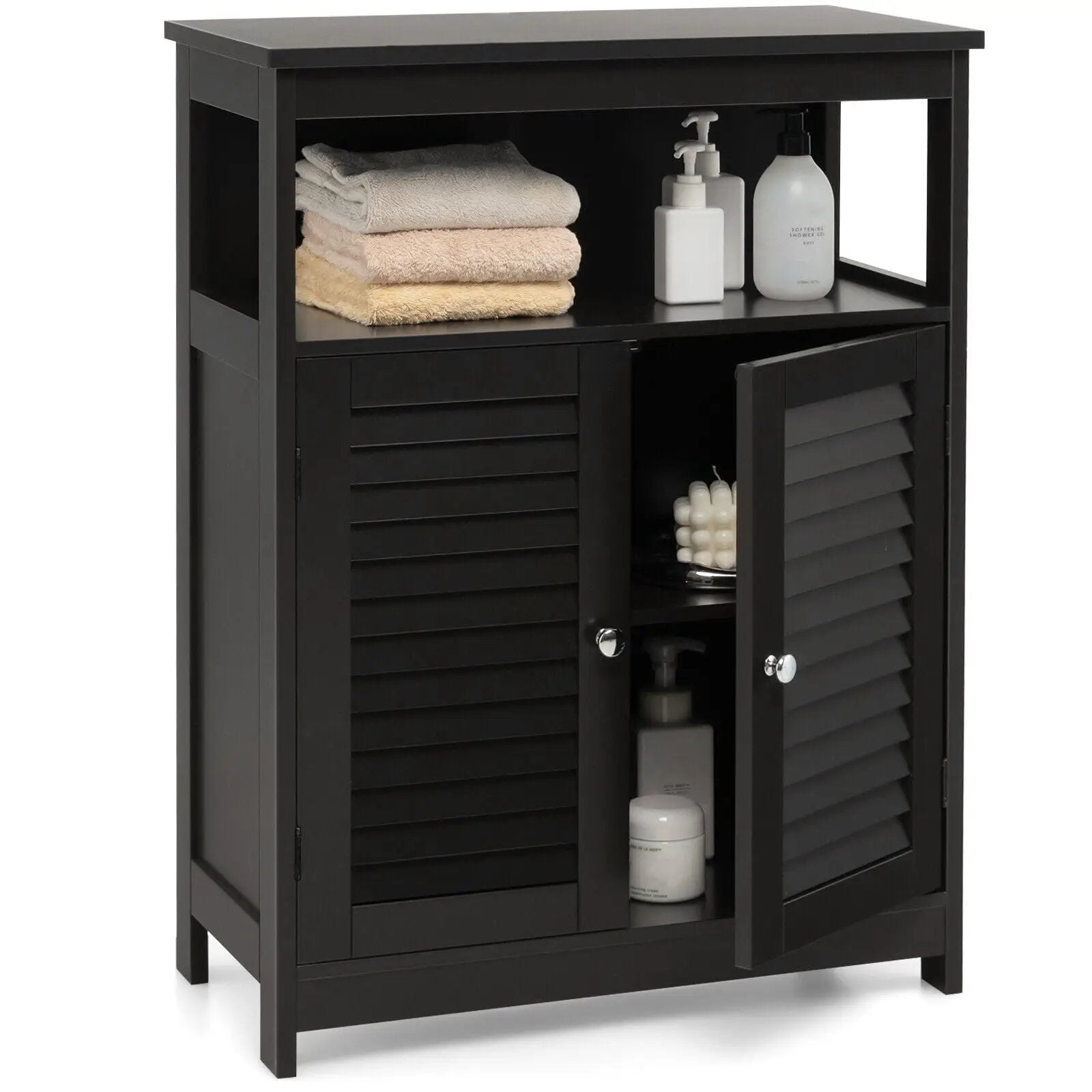 Wood Freestanding Bathroom Storage Cabinet with Double Shutter Door by DirectDeals