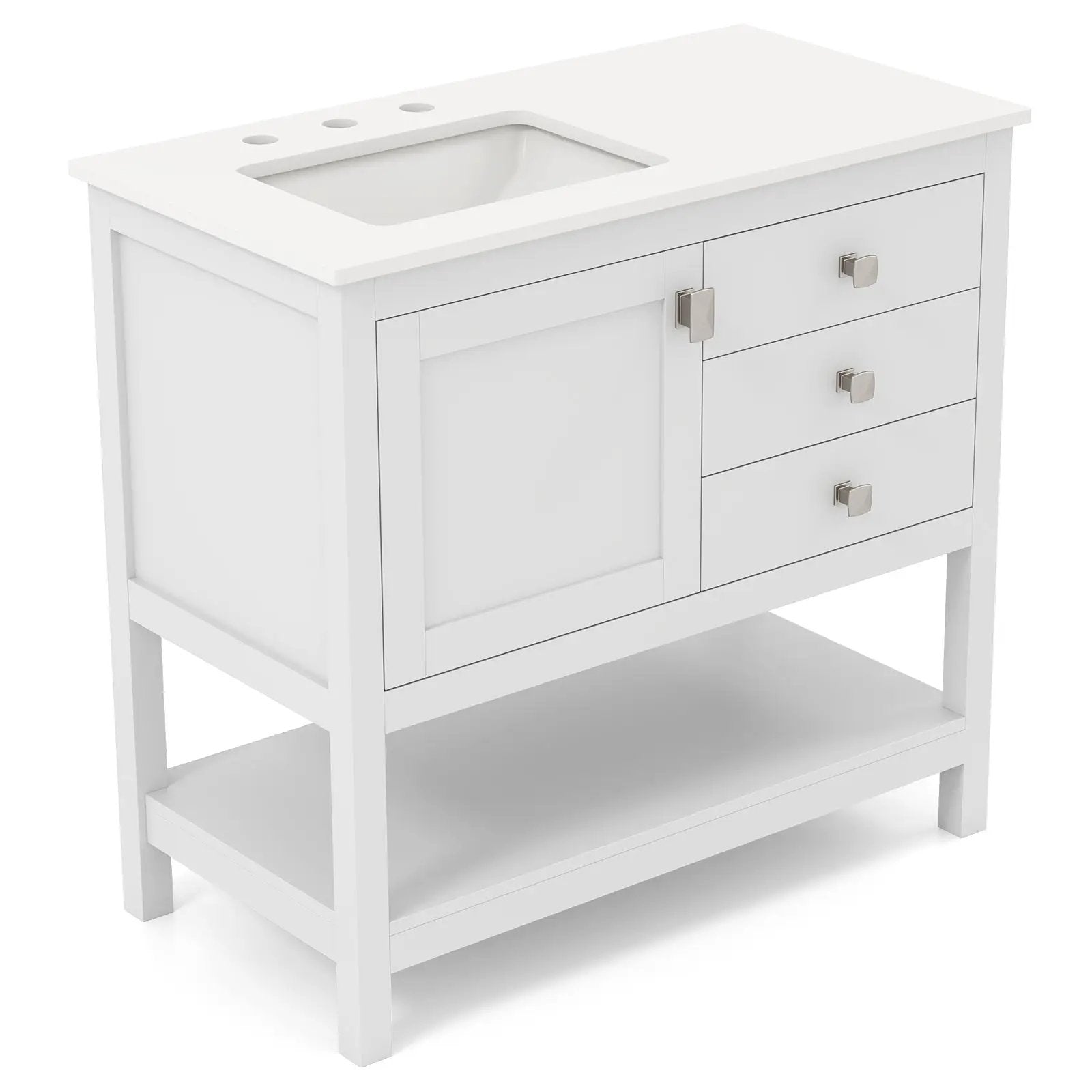Freestanding Bathroom Vanity Unit with Basin Floor Storage Cabinet-White by DirectDeals