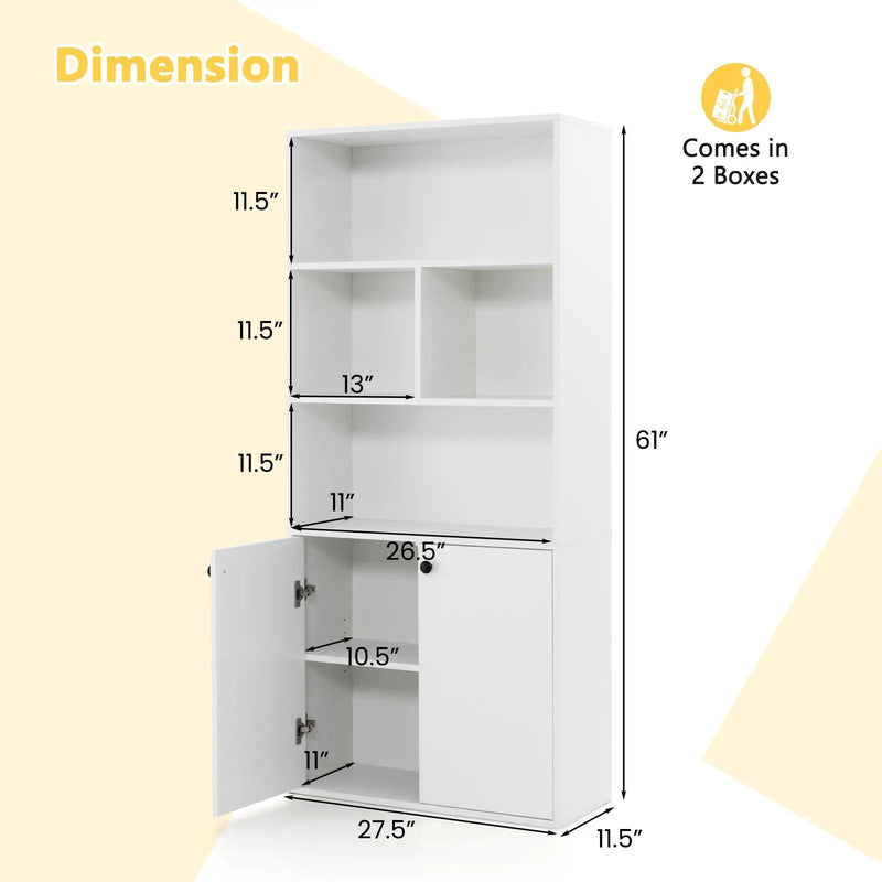 5-Tier Freestanding Bookcase with Open Cubes and Adjustable Shelf-White by DirectDeals