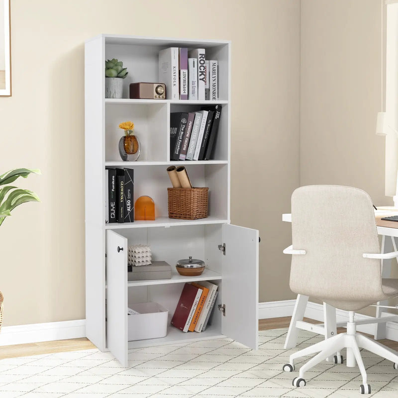 5-Tier Freestanding Bookcase with Open Cubes and Adjustable Shelf-White by DirectDeals