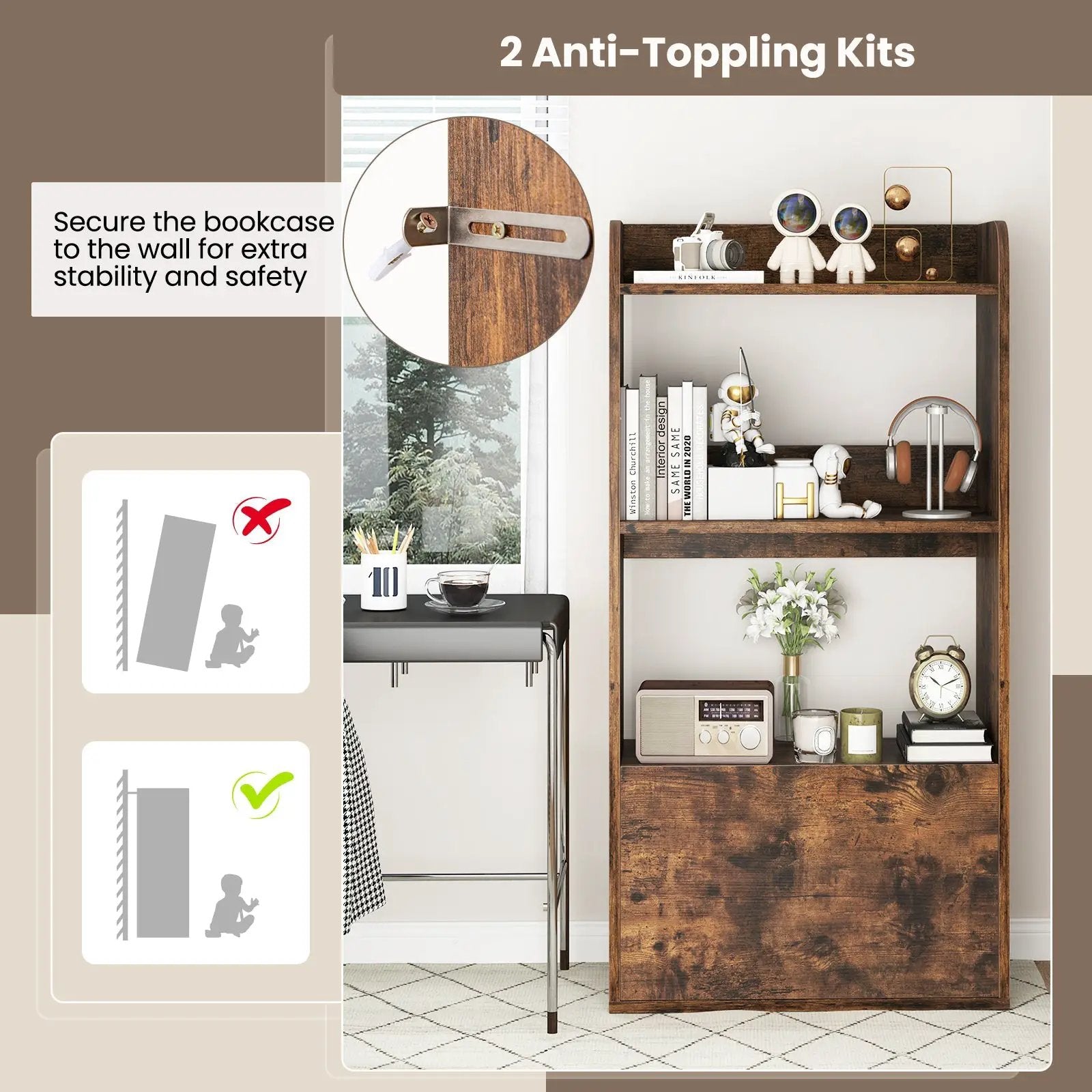 Freestanding Bookshelf with 3-Tier Open Shelf by DirectDeals
