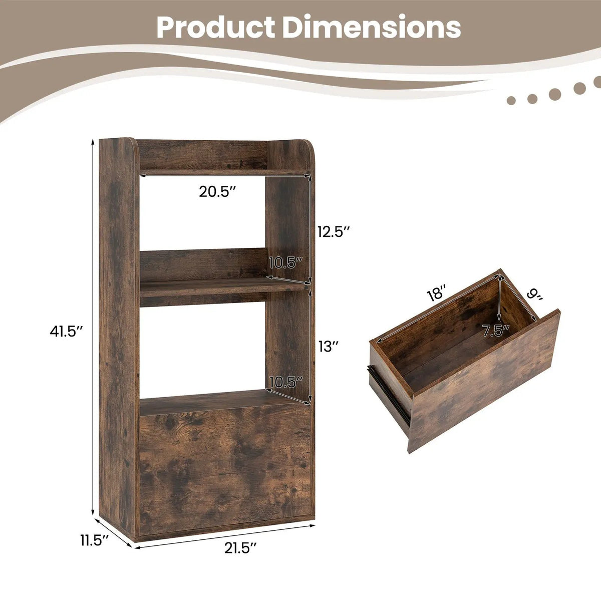 Freestanding Bookshelf with 3-Tier Open Shelf by DirectDeals